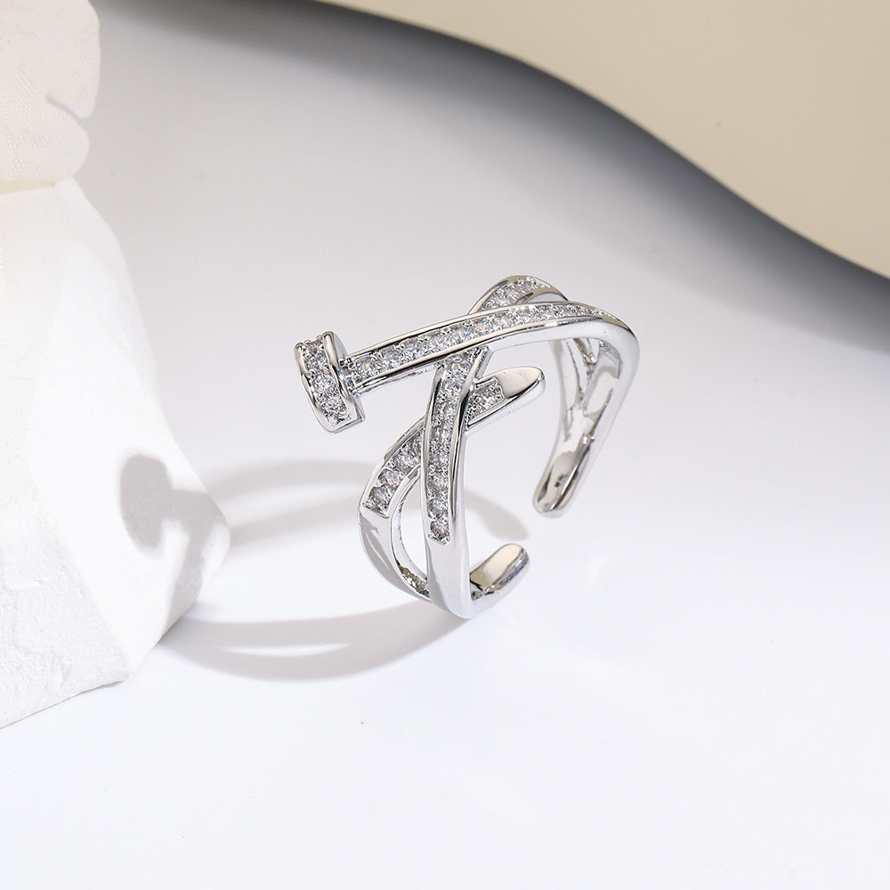 Wholesale Zircon stacking open ring