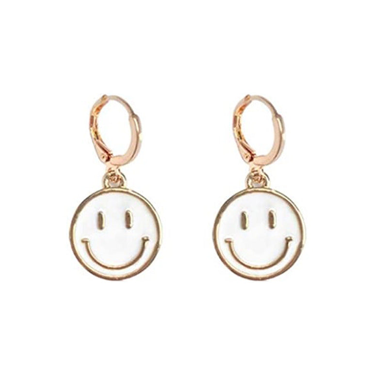 Wholesale creative cute alloy oil drop colorful smiley face earrings