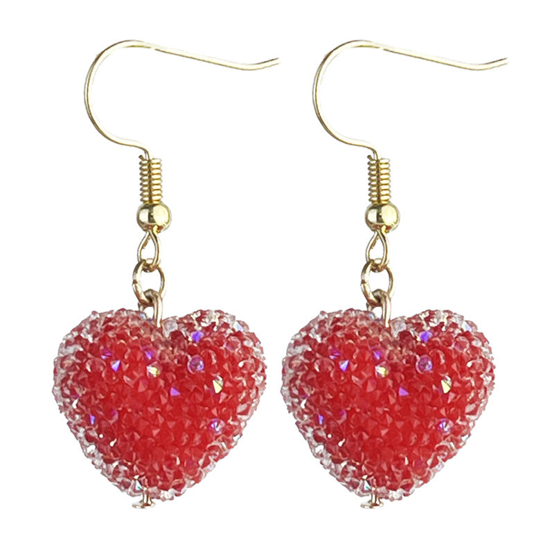 Wholesale 2 Pairs/pack Valentine's Day Love Three-Dimensional Resin Diamond Earrings ACC-ES-HY203