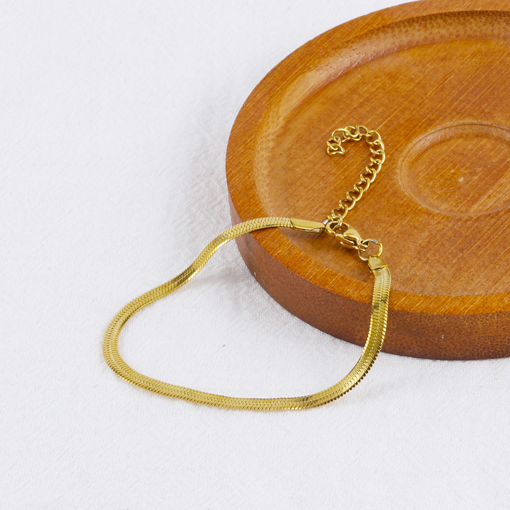 Wholesale Gold Titanium Steel Round Snake Bone Chain Bracelet  ACC-BT-FeiLing001