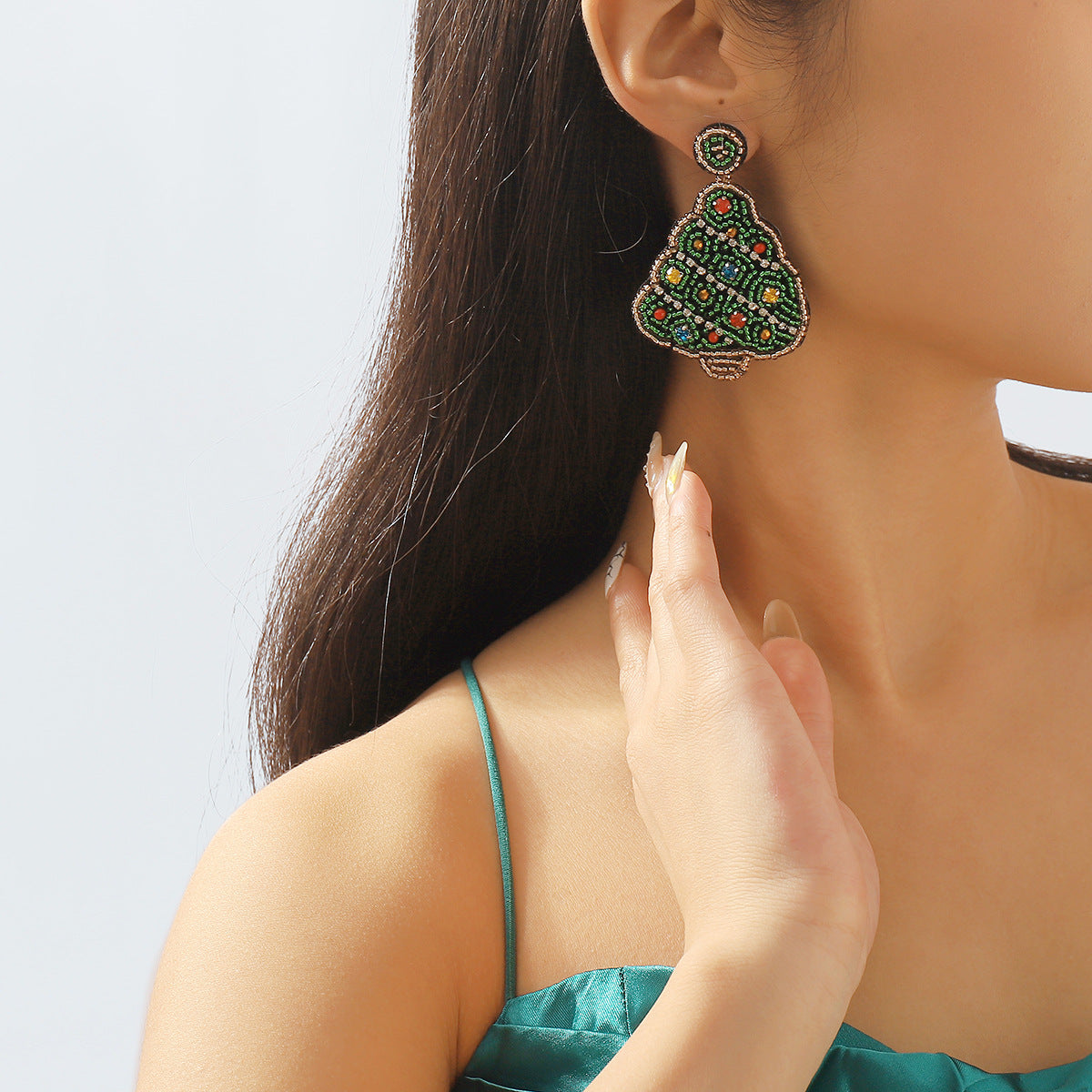 Wholesale Christmas Tree Earrings Handmade Beaded Earrings