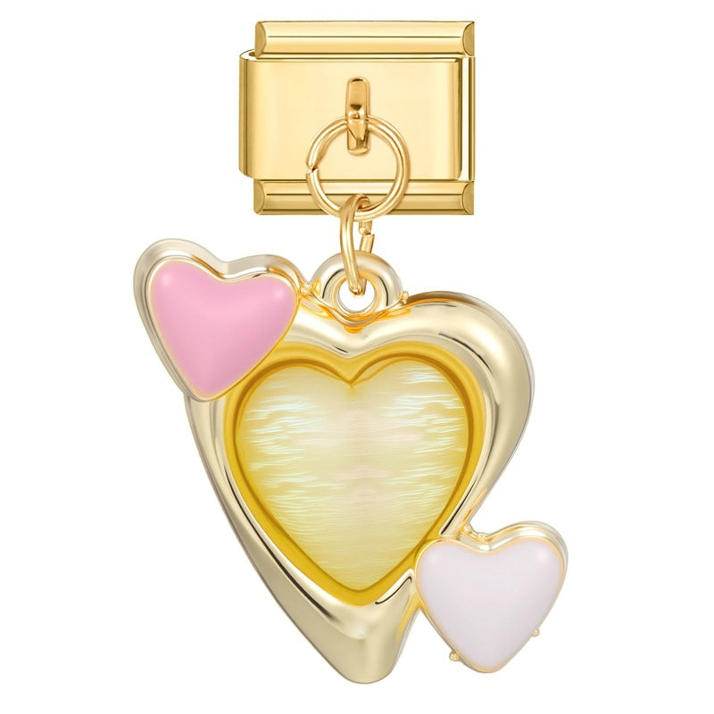 Wholesale Italian Charm Bracelet 9mm DIY Splicing Colored Gold Pendant Stainless Steel Composable Bracelet