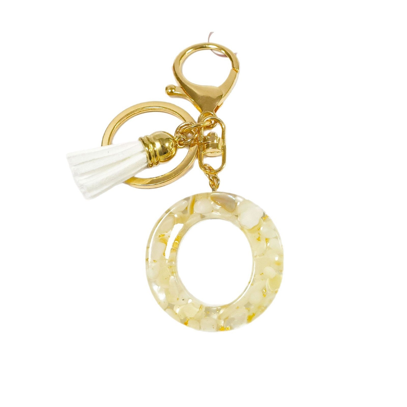 Wholesale  shell stone gold foil letter keychain