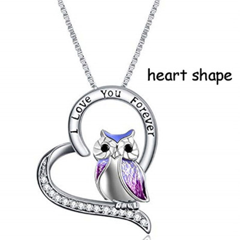 Wholesale Alloy Diamond Owl Necklace