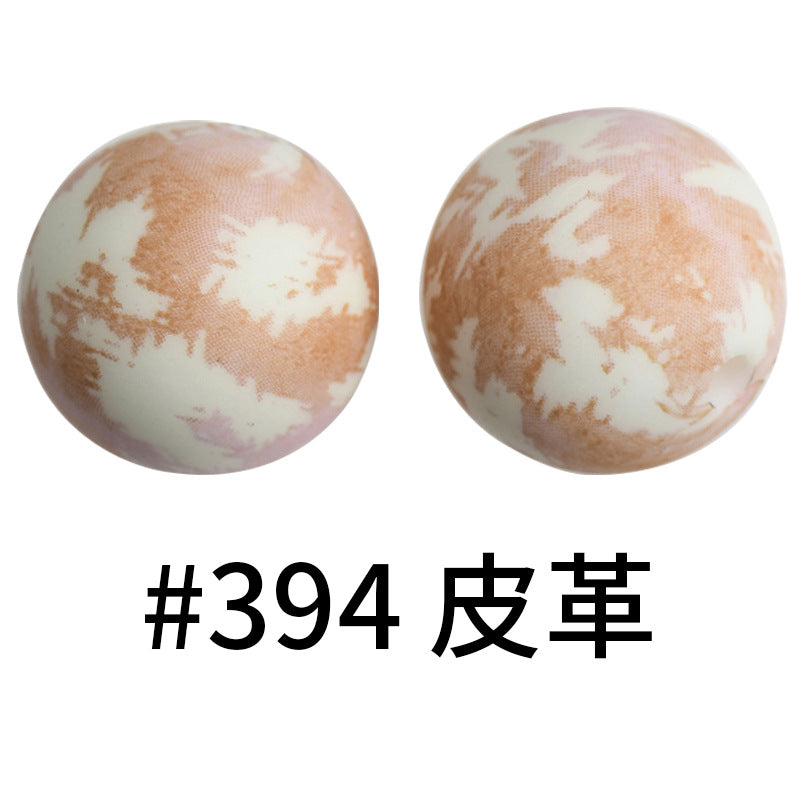 Wholesale 50pcs Western Style Leopard Skull Color Aztec Printed Silicone Balls Beads ACC-BDS-HeSheng003