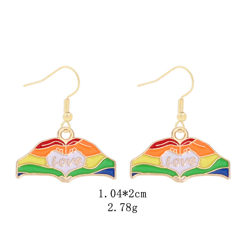 Wholesale LGBT Pride Month Rainbow Alloy Earrings ACC-ES-BinLi002