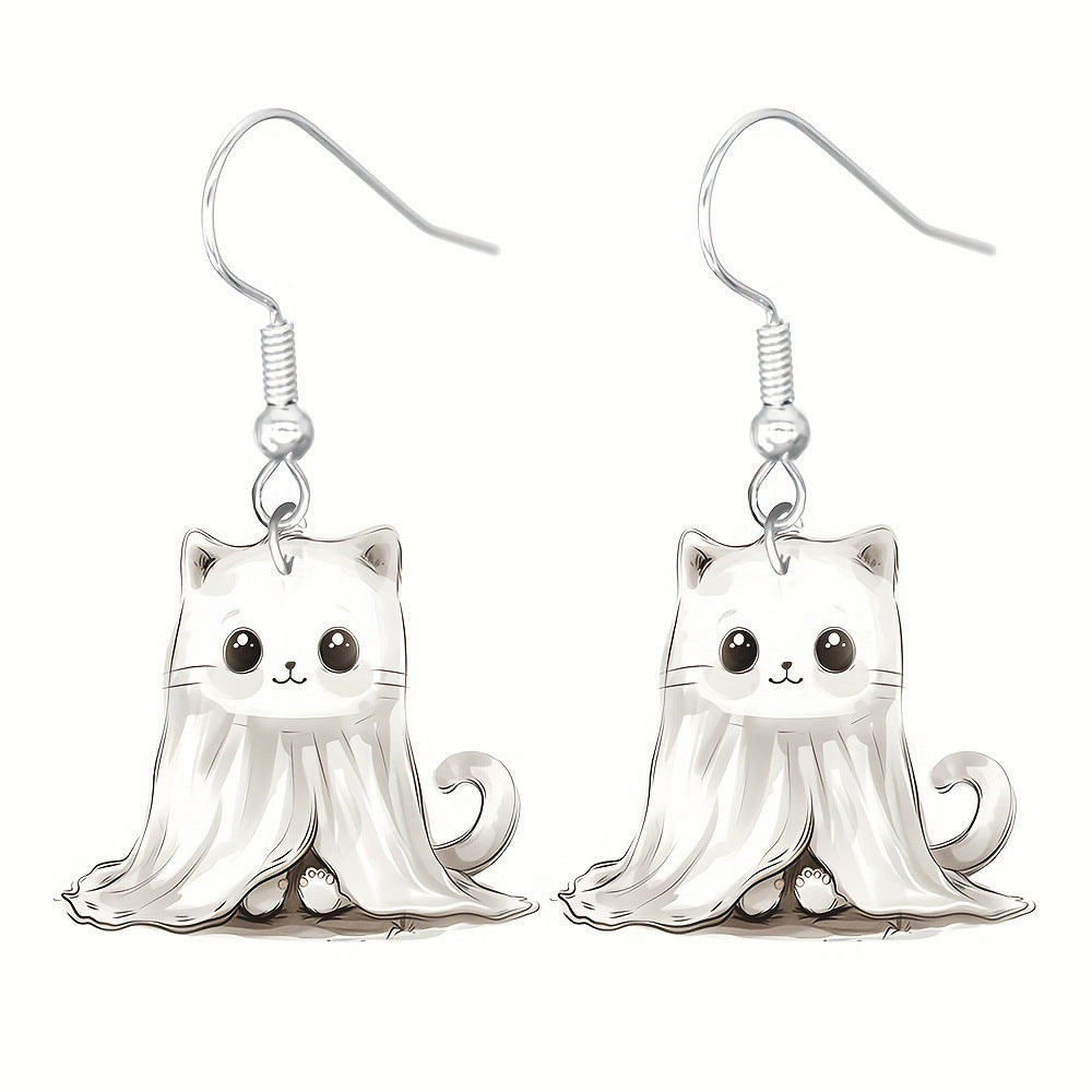 Wholesale  Cute Horror Mummy Cat Acrylic Earrings