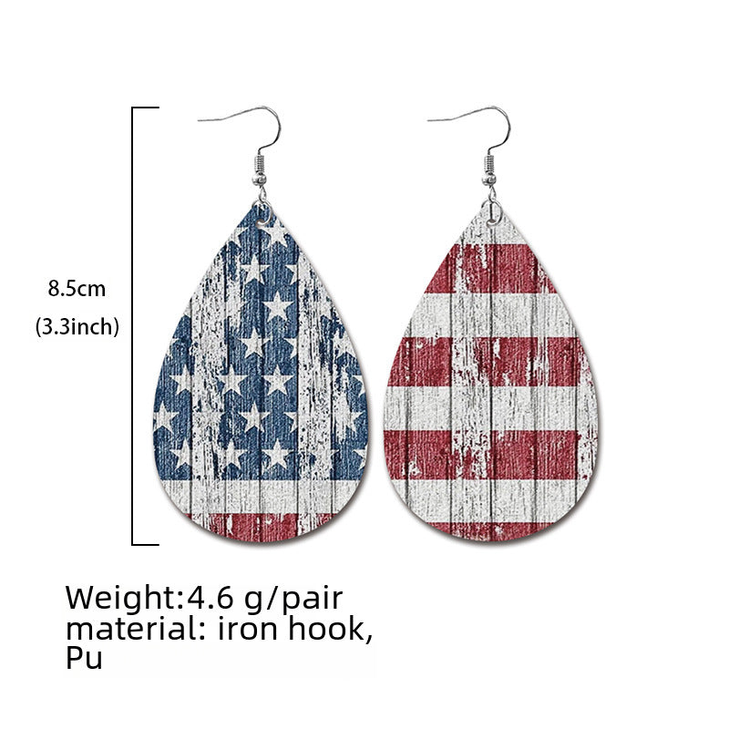 Wholesale  Independence Day leather earrings