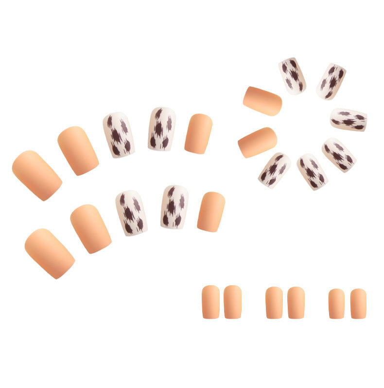 Wholesale Press on Nails Kits Frosted Cow Print Short Plastic Nail Art ACC-NS-MeiSu023