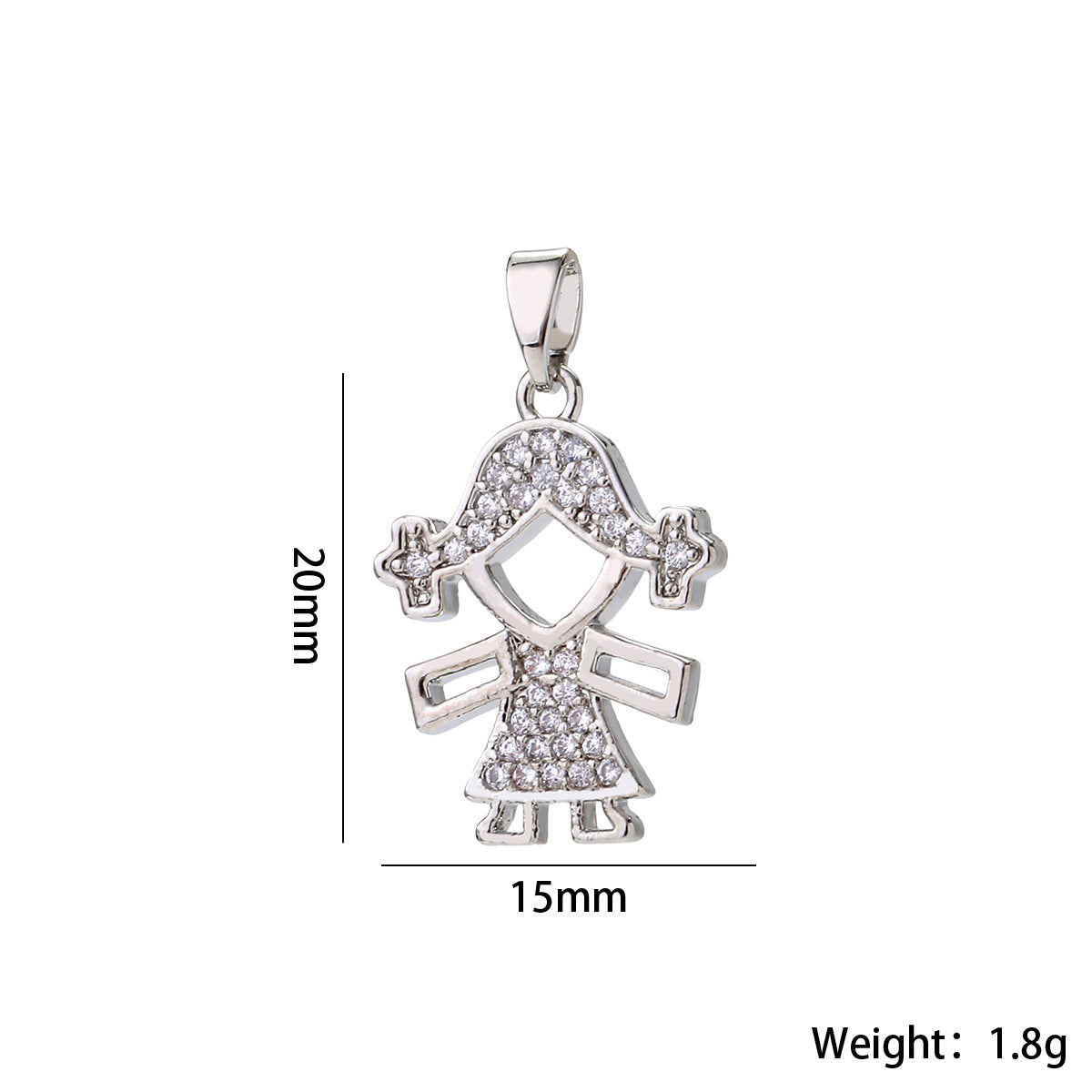 Wholesale Cute Love Heart Girl Pendant Gold Plated Brass Zircon Chic Necklace Accessory For Women