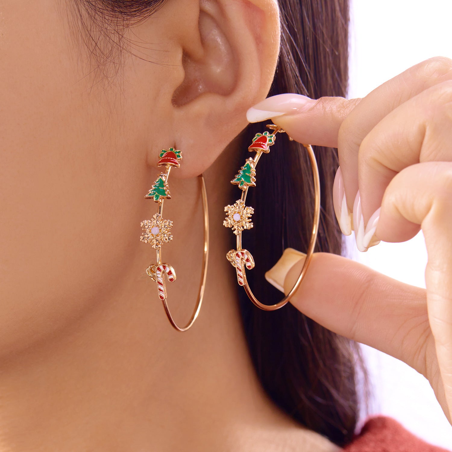 Wholesale Christmas party  colorful bells earrings