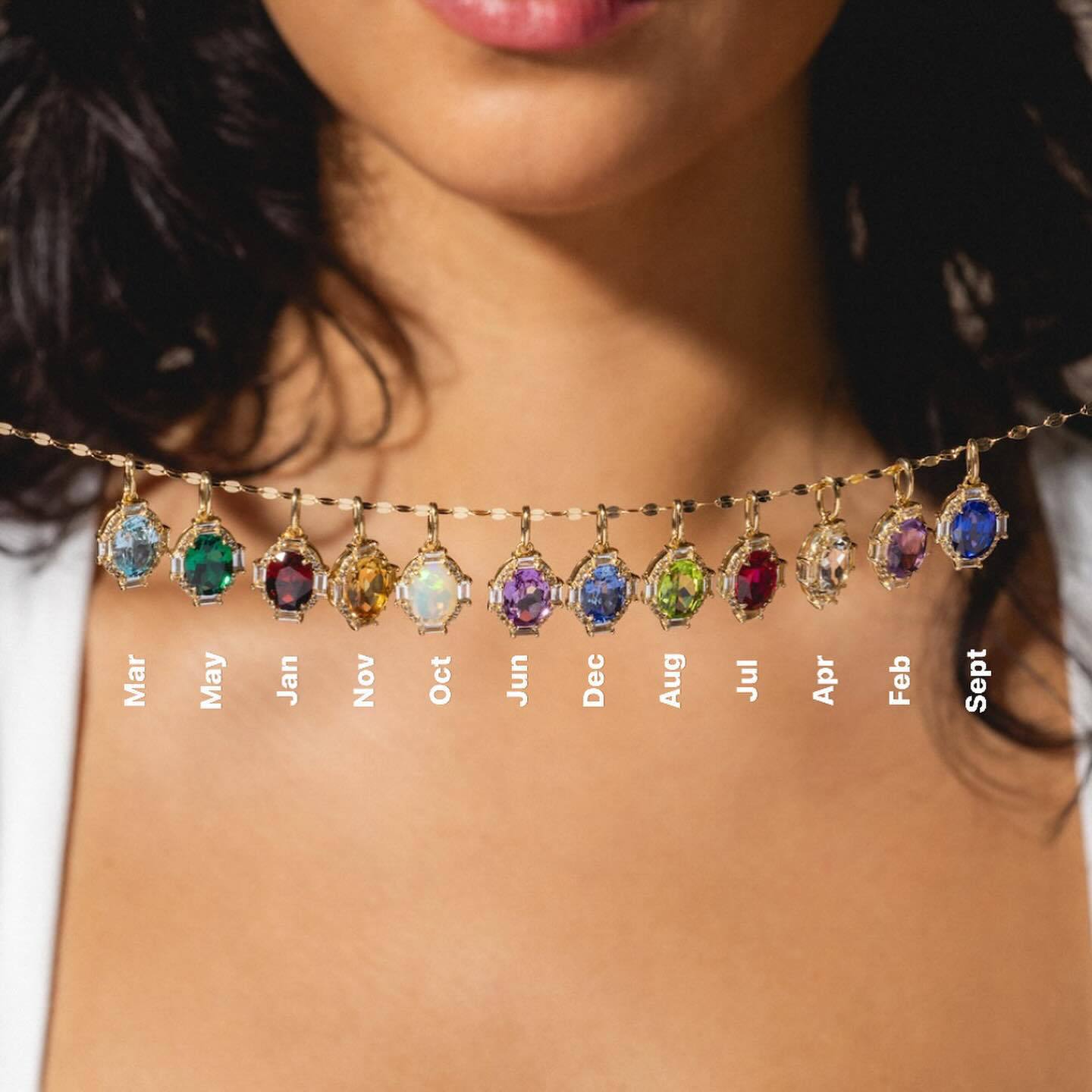 Wholesale 12 Birthstone Zircon Adjustable Pendant Necklace