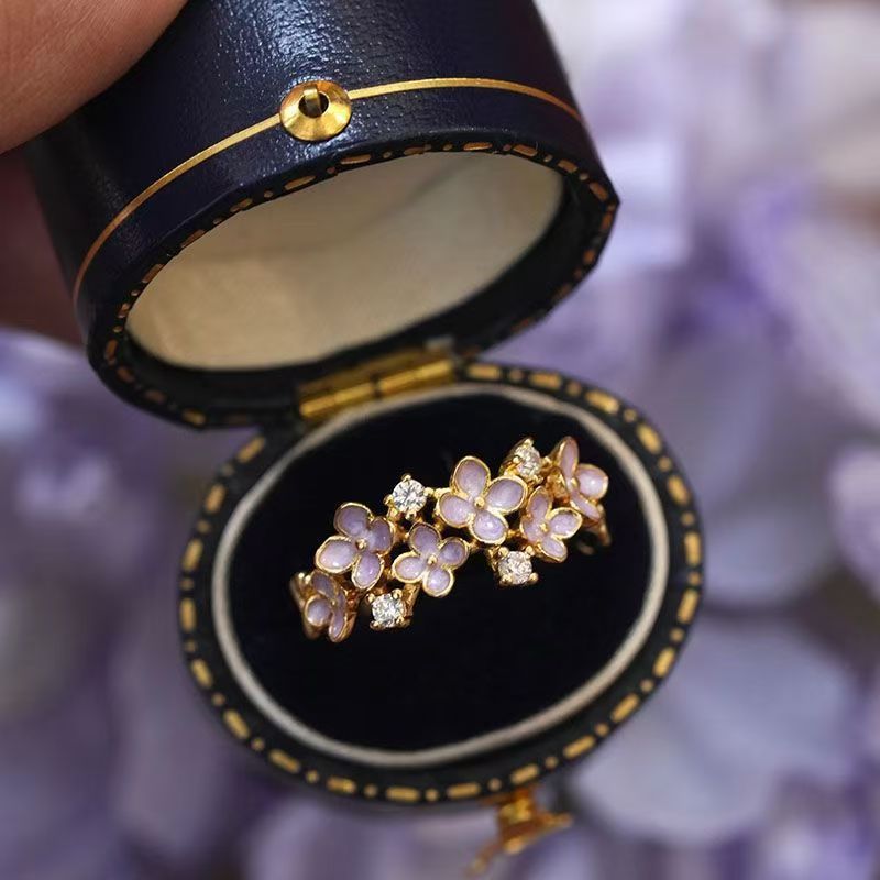 Wholesale Purple Butterfly Flower Open Ring Alloy Zircon Women S Jewelry Stylish Casual Party Gift Accessory