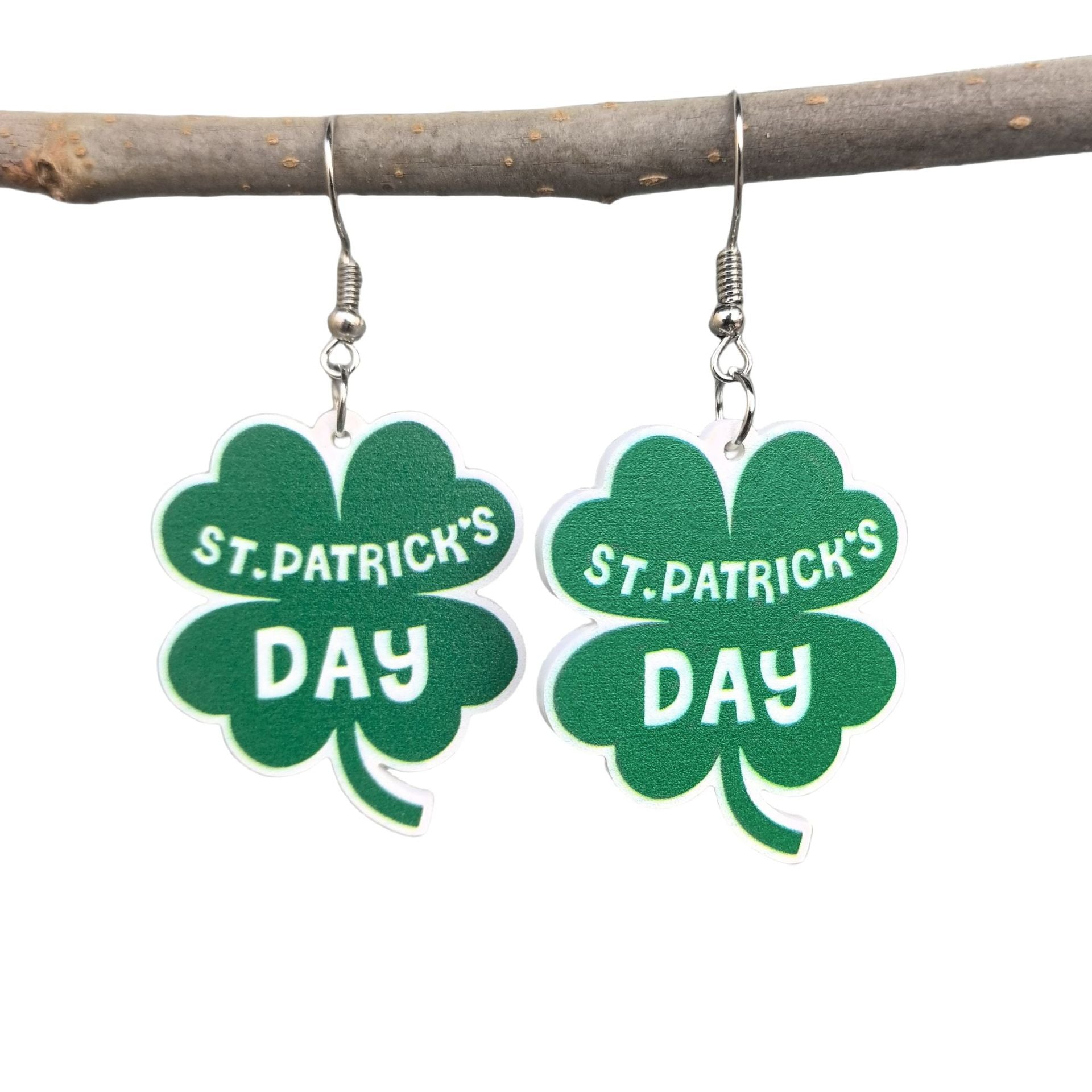 Wholesale  Patrick Clover Green Irish Party  Four-leaf Clover Love  Letter Earrings