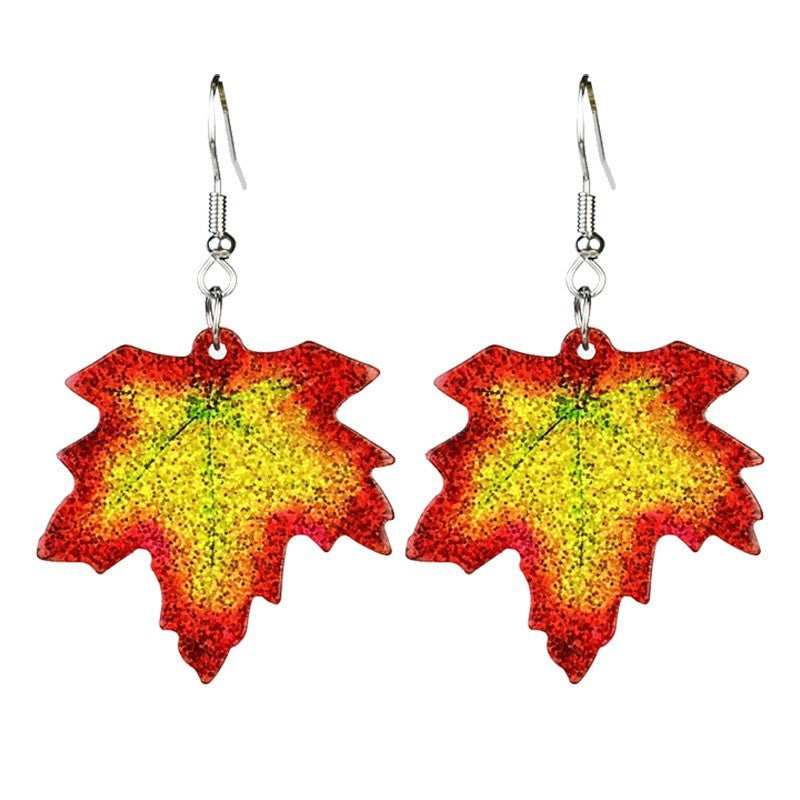 Wholesale Shining Autumn Thanksgiving Turkey Pumpkin Pie Maple Leaf Coffee Sunflower Earrings
