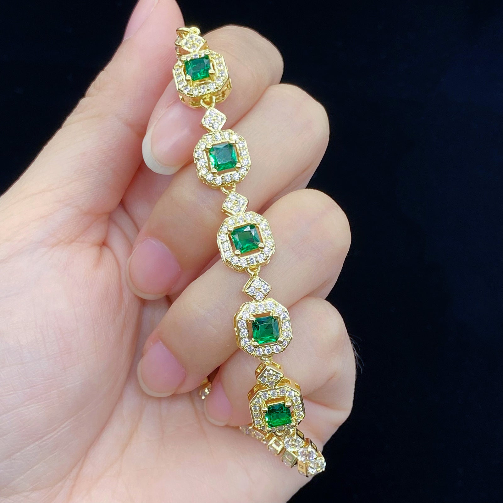 Wholesale Colorful Tourmaline Square Diamond Bracelet ACC-BT-KaLuoqi001