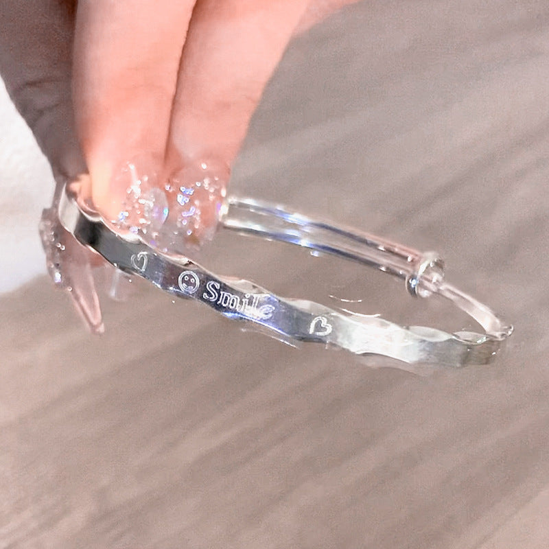 Wholesale s925 silver letter smile plain bracelet