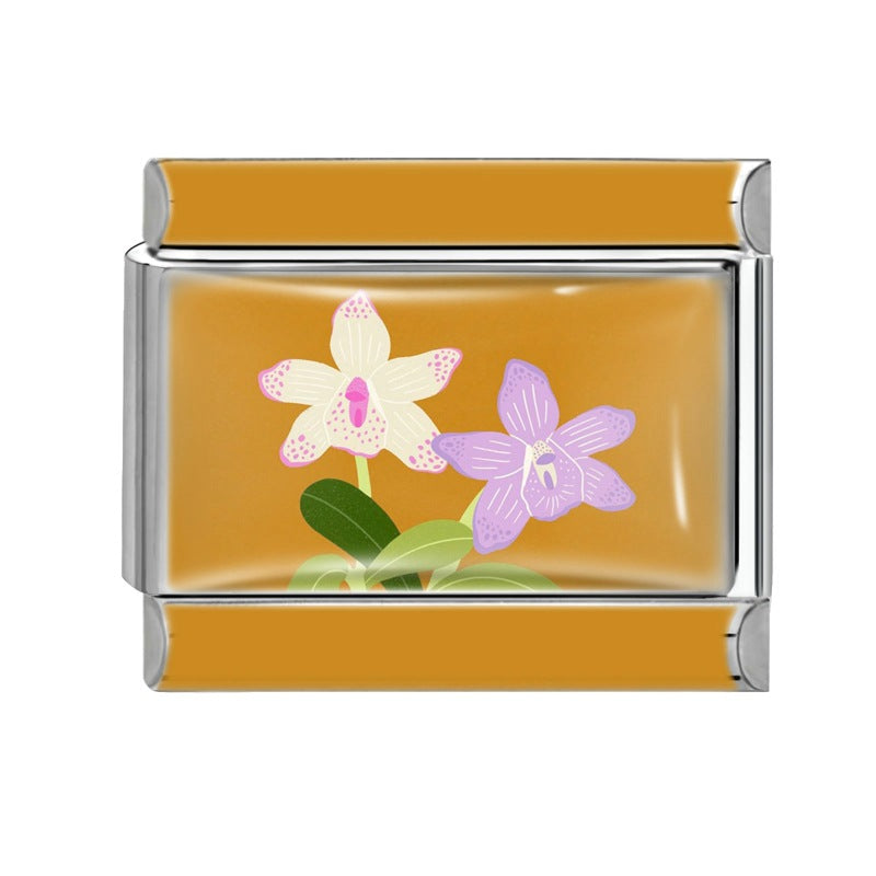 Wholesale 9mm Italian Charm Starter Bracelets DIY Flower Series Stainless Steel Composable Bracelet