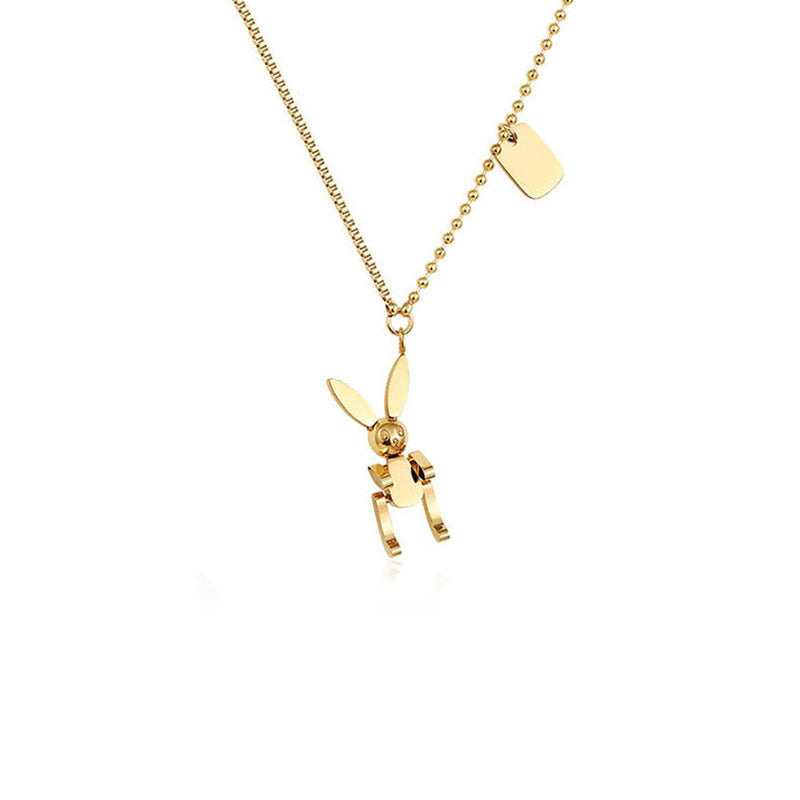 Wholesale Rabbit Titanium Steel Necklace  18K Golden Clavicle Chain