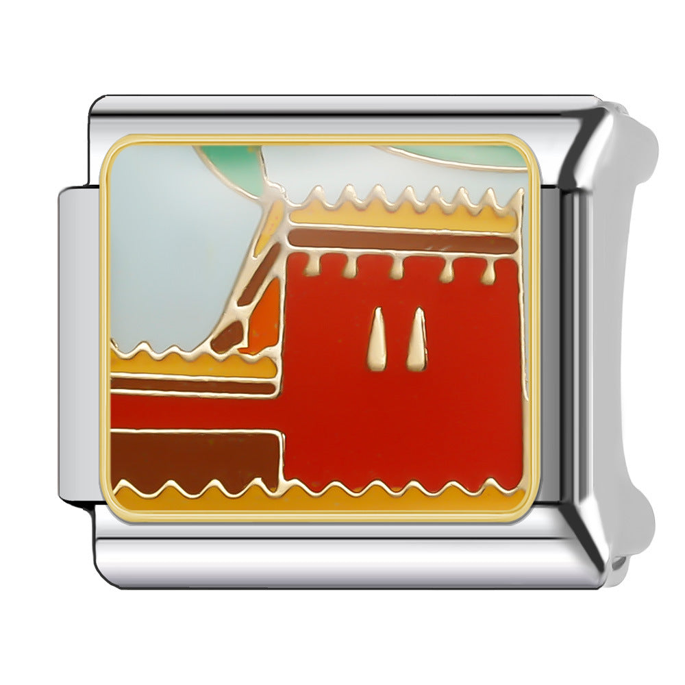 Wholesale Italian Charm Bracelet 9mm DIY Splicing National Tourism Scenic Logo Stainless Steel Composable Bracelet