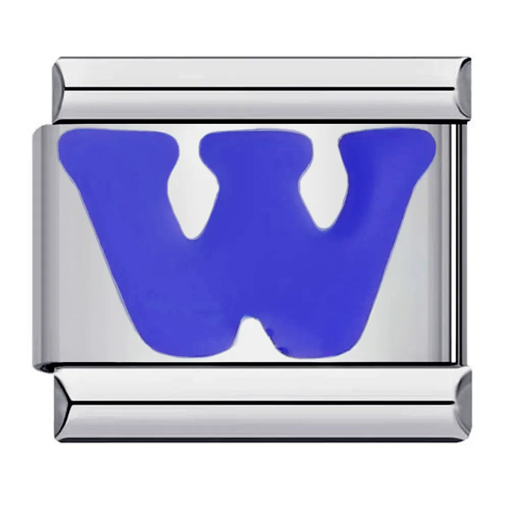 Wholesale Italian Charm Bracelet 9mm DIY blue English initials Creative Stainless Steel Composable Bracelet