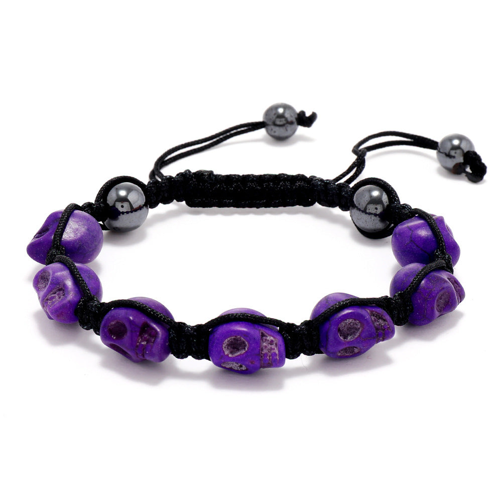 Wholesale Skull Design Handmade Braided Red Plastic Bracelet Women' s Fashion Accessory Casual Gift