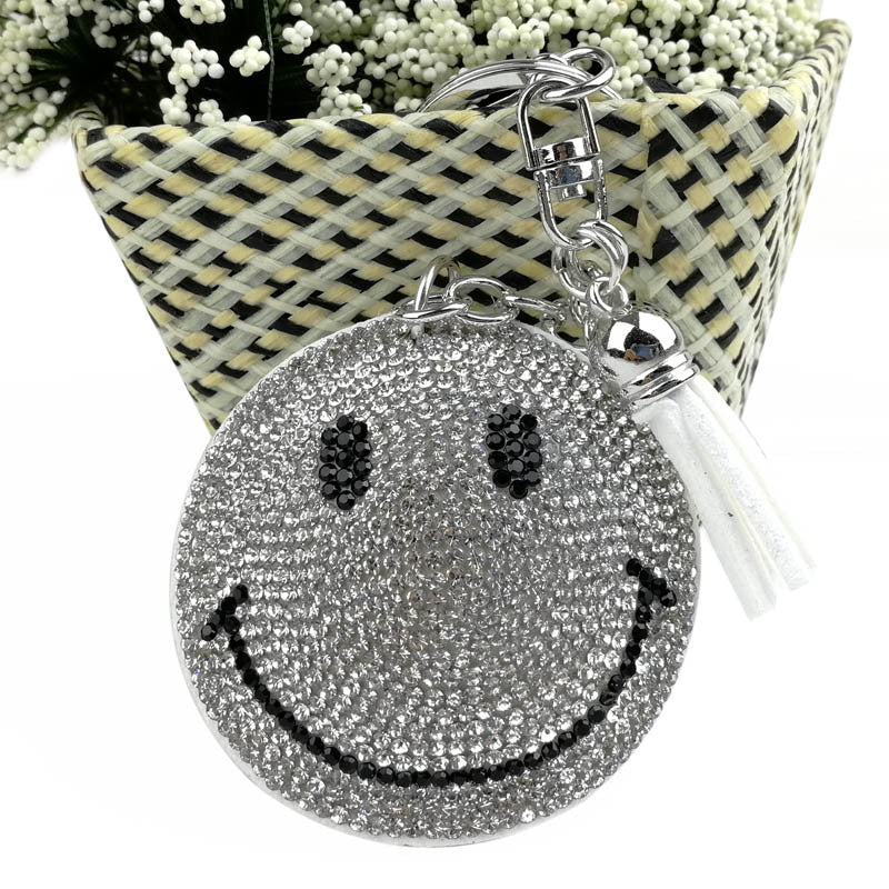 Wholesale Creative  velvet diamond-encrusted smiley face keychain