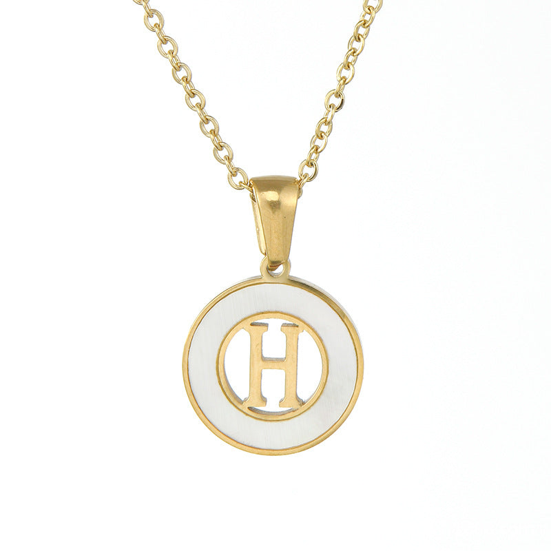 Wholesale hollow Stainless Steel metal 26 English letter necklace