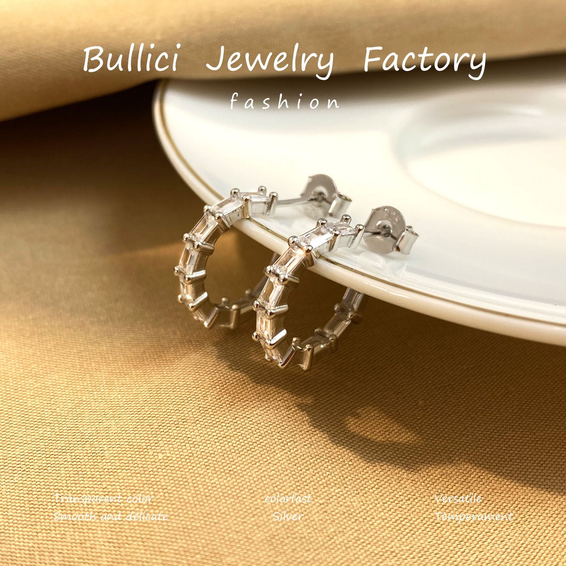 Wholesale  925 Sterling Silver Elegant Earrings  C- shaped Earrings