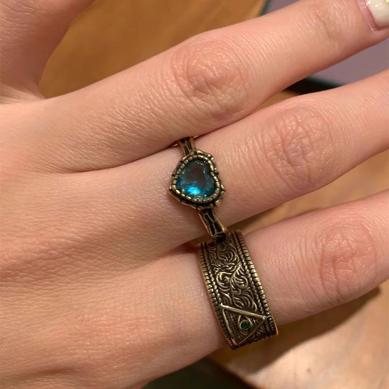 Wholesale Vintage Distressed Alloy Open Ring Retro Style Boutique Resale Jewelry Accessory