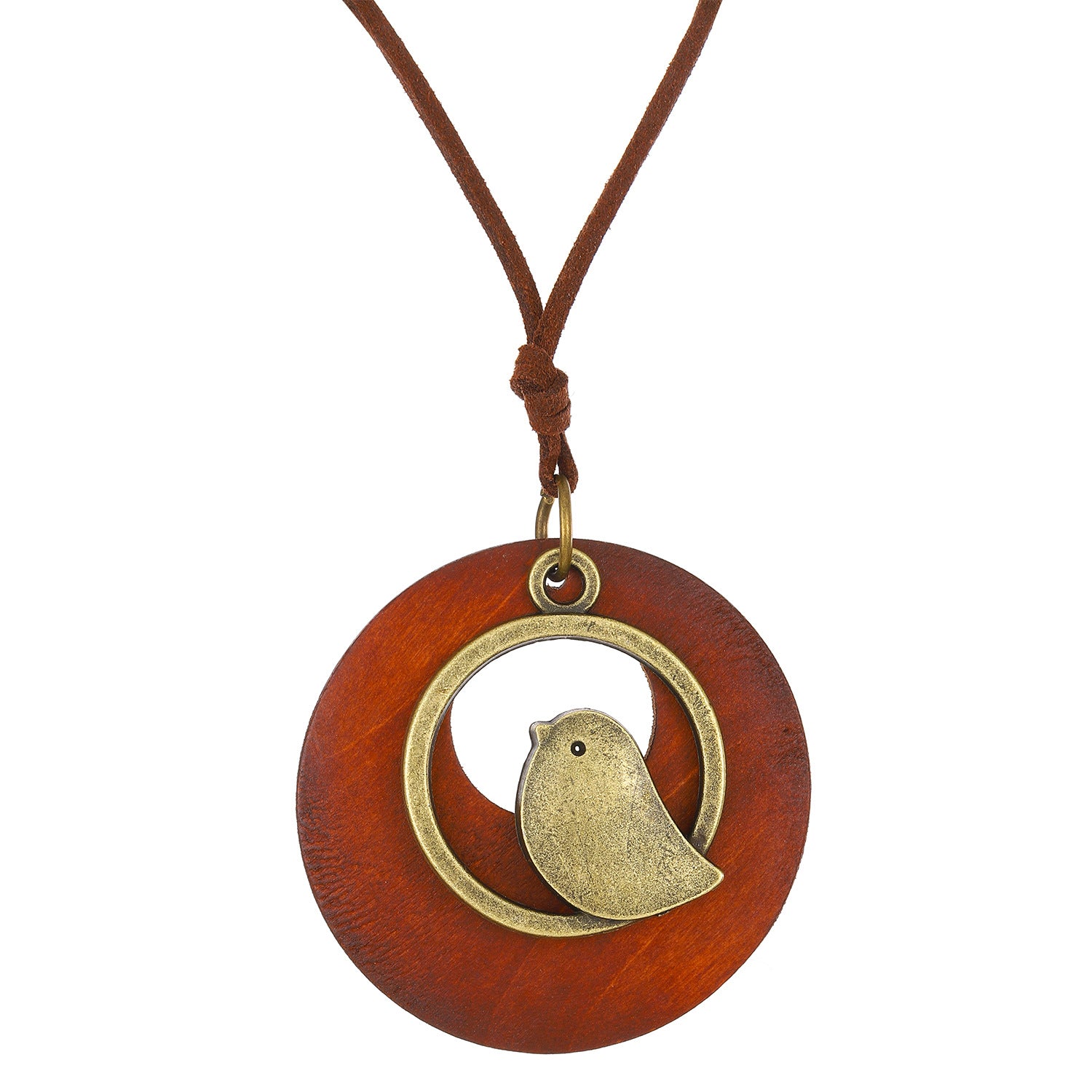 Wholesale Vintage Ethnic Green Wooden Bird Pendant Long Necklace for Women Fashion Accessory
