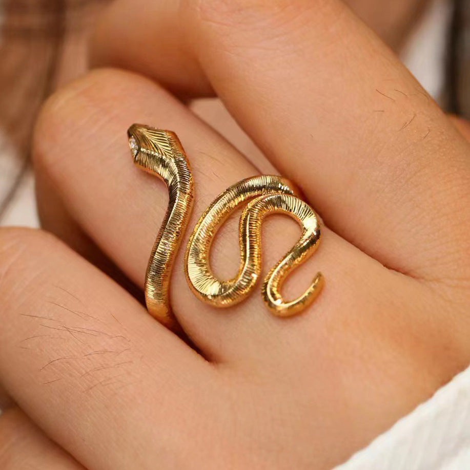 Wholesale gold-plated texture snake Adjustable rings