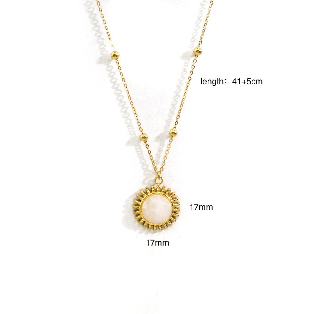 Wholesale 316L Titanium Steel Light Luxury Necklace Natural Stone Shell Fashion 14K Gold Necklace