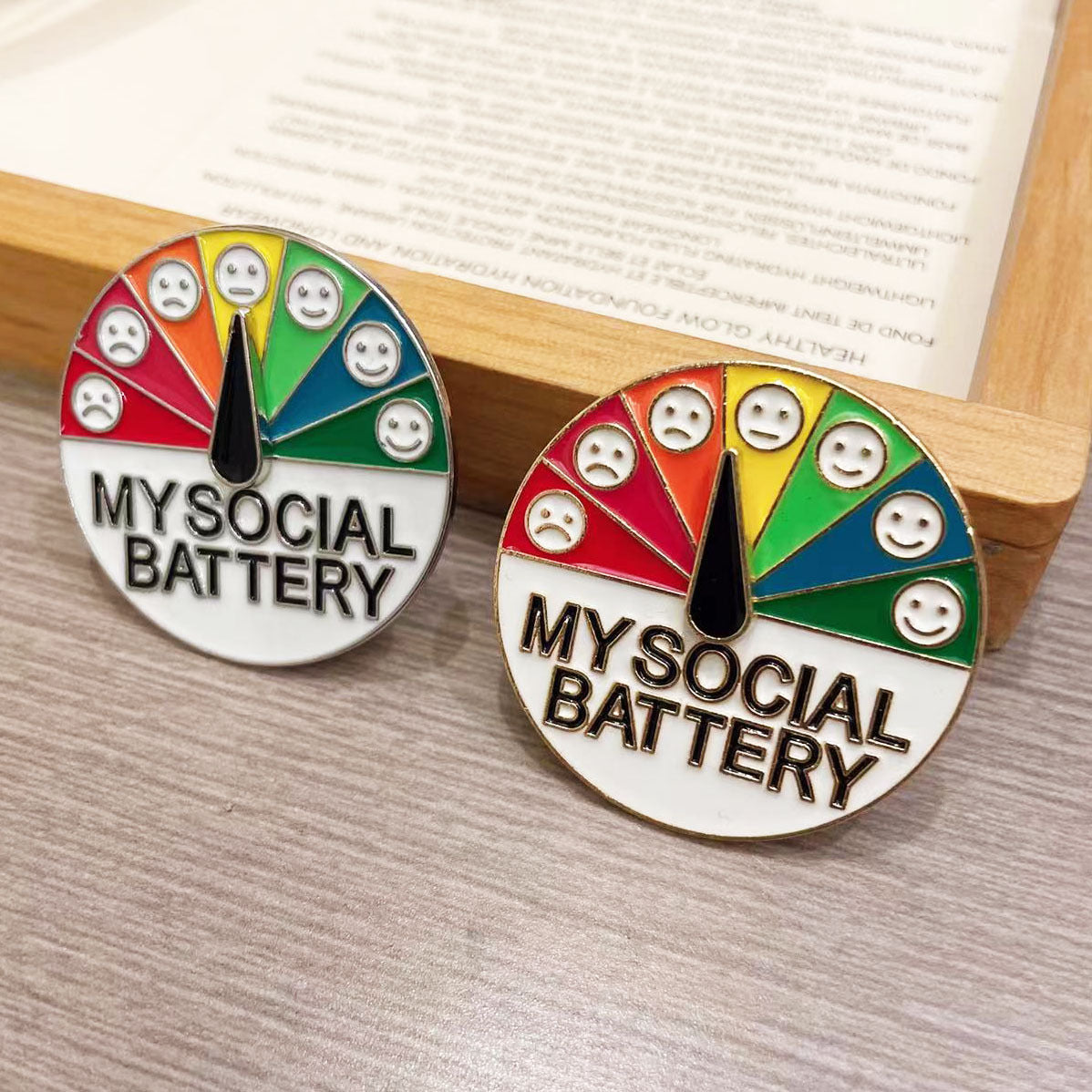 Wholesale  Emotion Management Energy Metal Badge Brooch