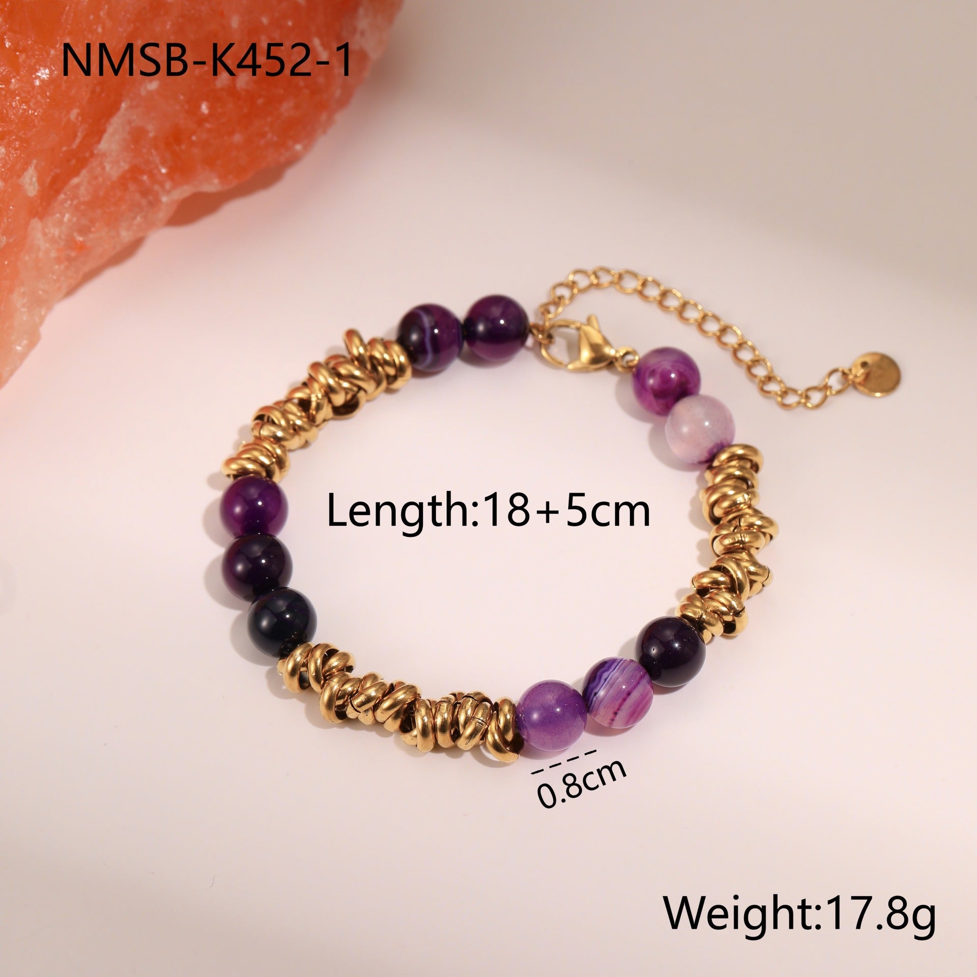 Wholesale Natural stone stainless steel bracelet
