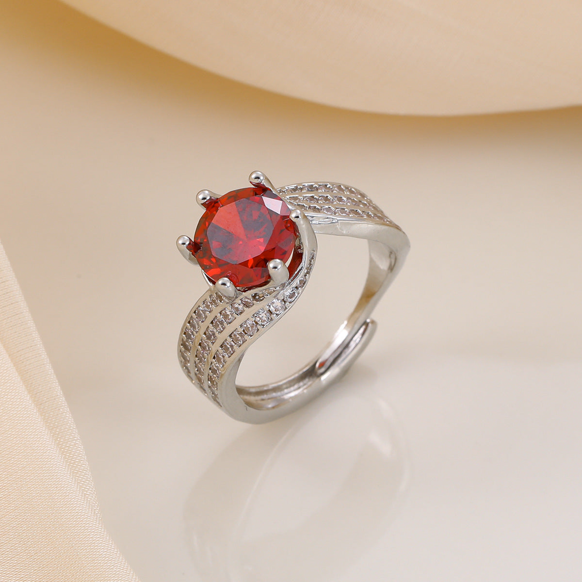 Wholesale Adjustable copper ring with zircon setting stylish and unique design