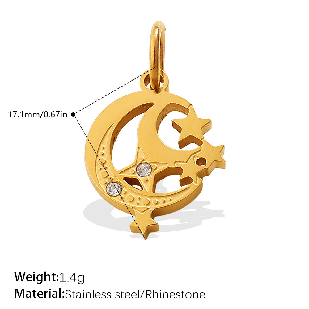 Wholesale Retro Elegant Style DIY Star and Moon Phase Diamond Charms for Jewelry