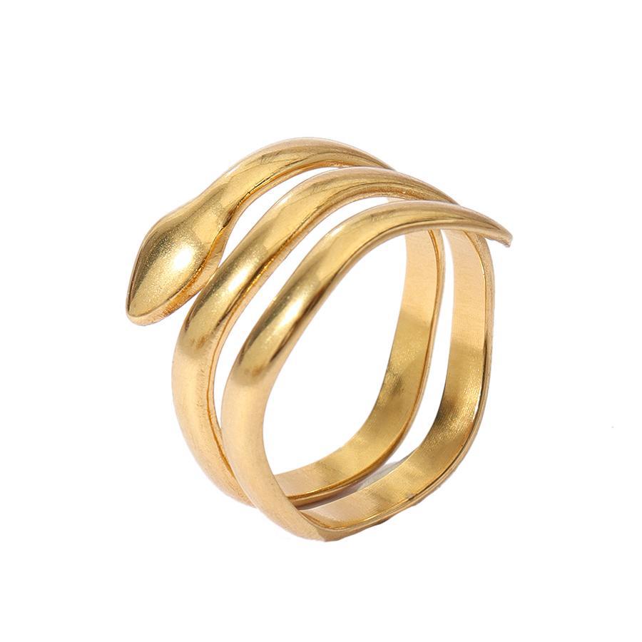 Wholesale Stainless Steel Ring Snake Love 18k Gold Plated Rings ACC-RS-MuC004