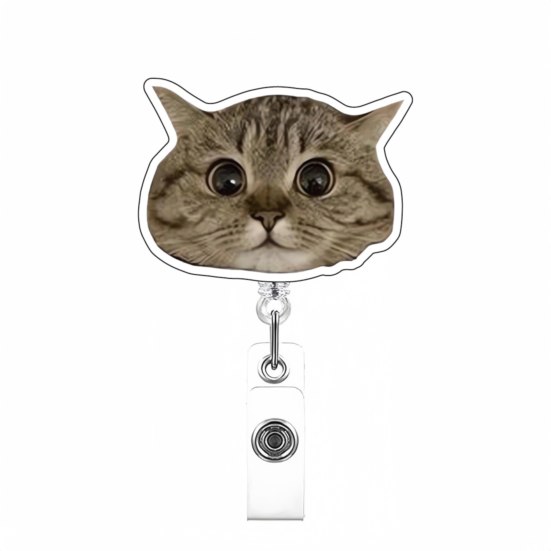 Wholesale Cute Cat Acrylic Retractable Rotating Badge Keychain