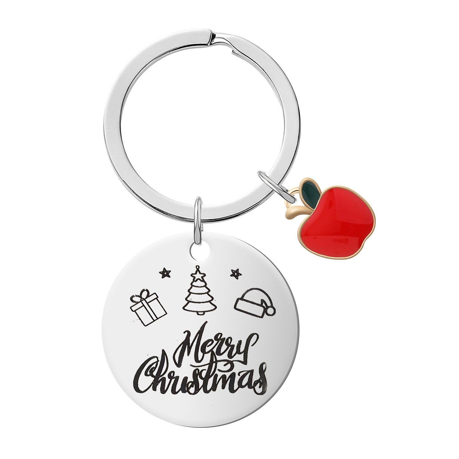 Wholesale Apple Christmas Stainless Steel Keychain