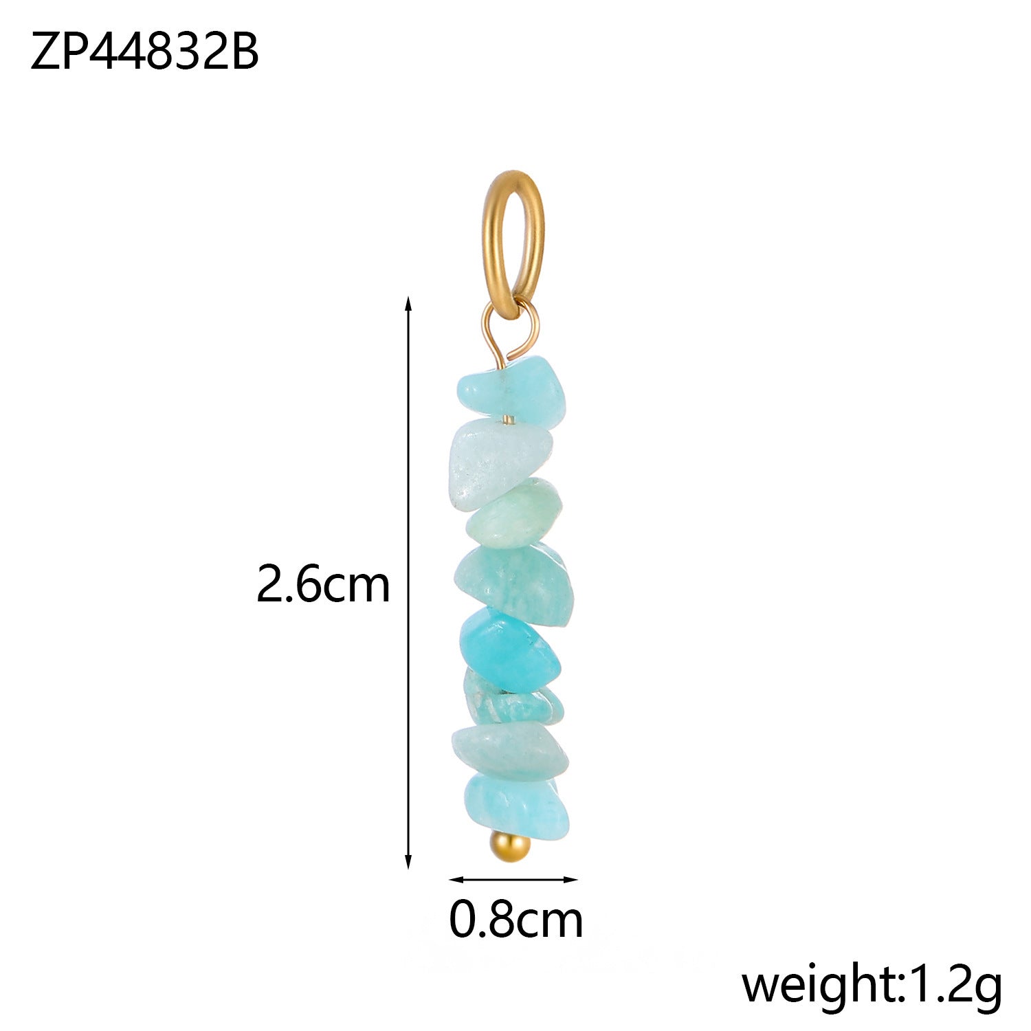 Wholesale  Irregular Gravel Cute Ice Cream Natural Stone Turquoise Stainless Steel Pendant