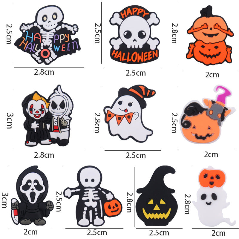 Wholesale 5pcs Cartoon Halloween Pumpkin Skull Silicone Focal Beads ACC-BDS-GuangTian034