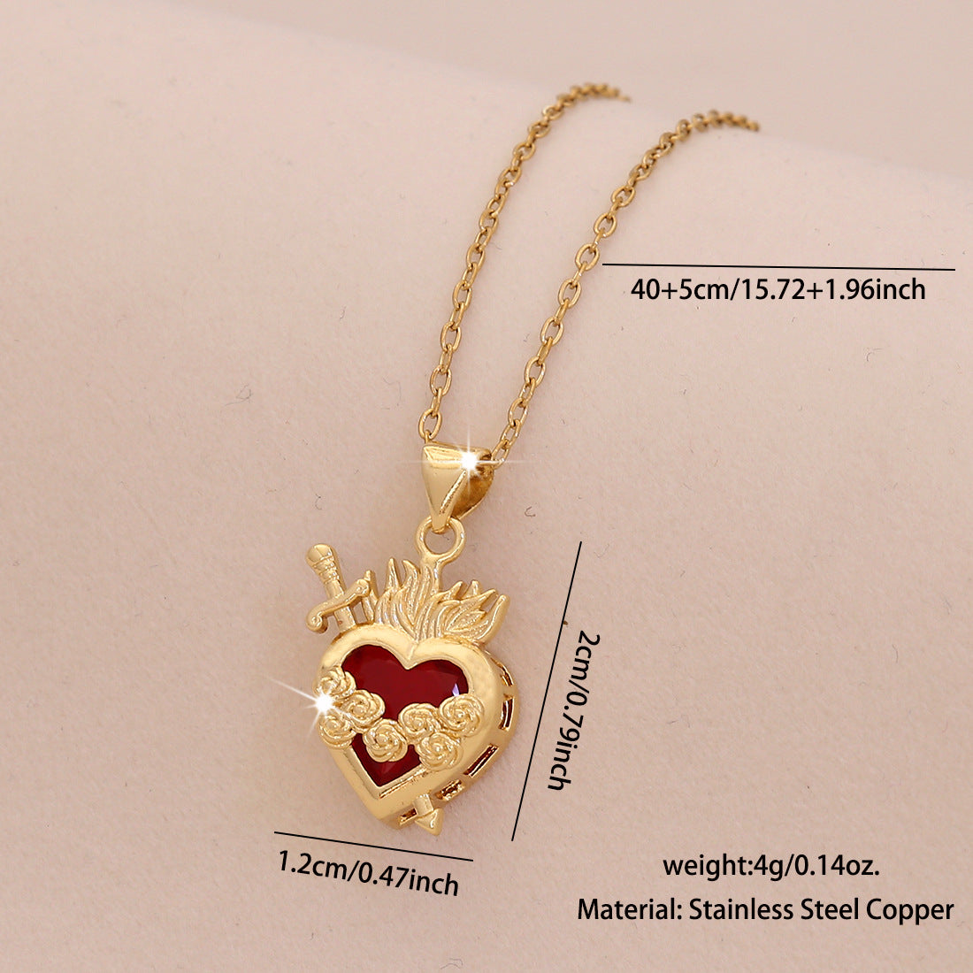 Wholesale Red Heart Light Luxury Stainless Steel Clavicle Necklace