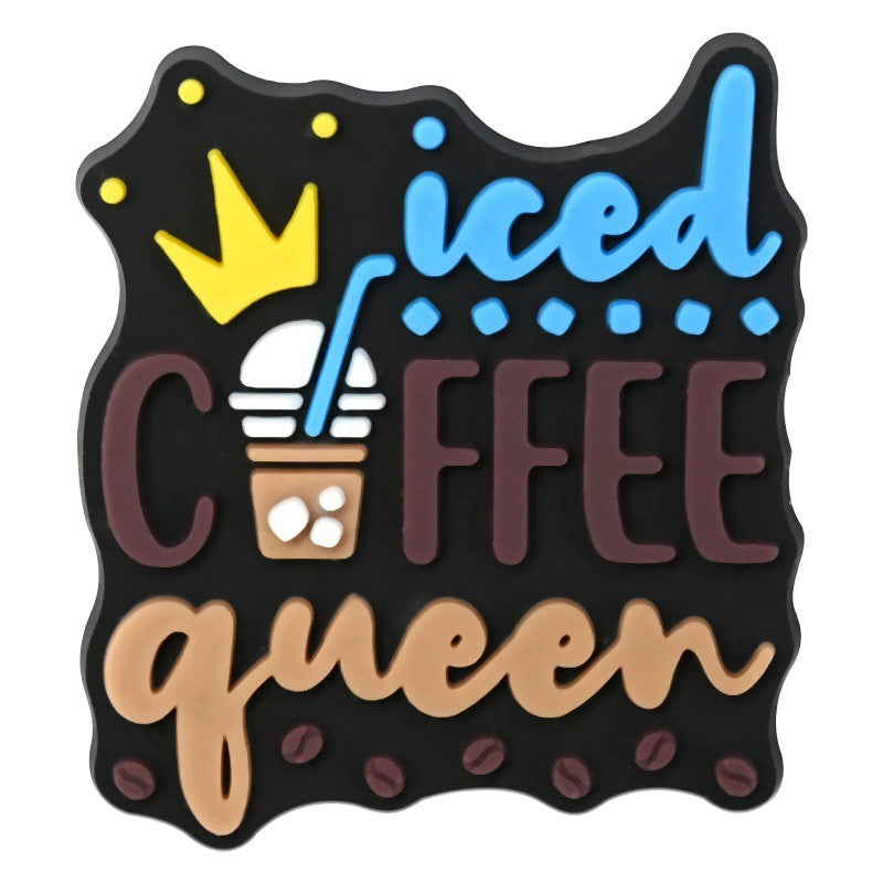 Wholesale Random 100pcs  coffee series   PVC Soft Rubber Shoe Buckle Decoration