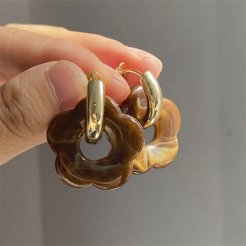 Wholesale Resin Flower Copper Earrings ACC-ES-MLR009