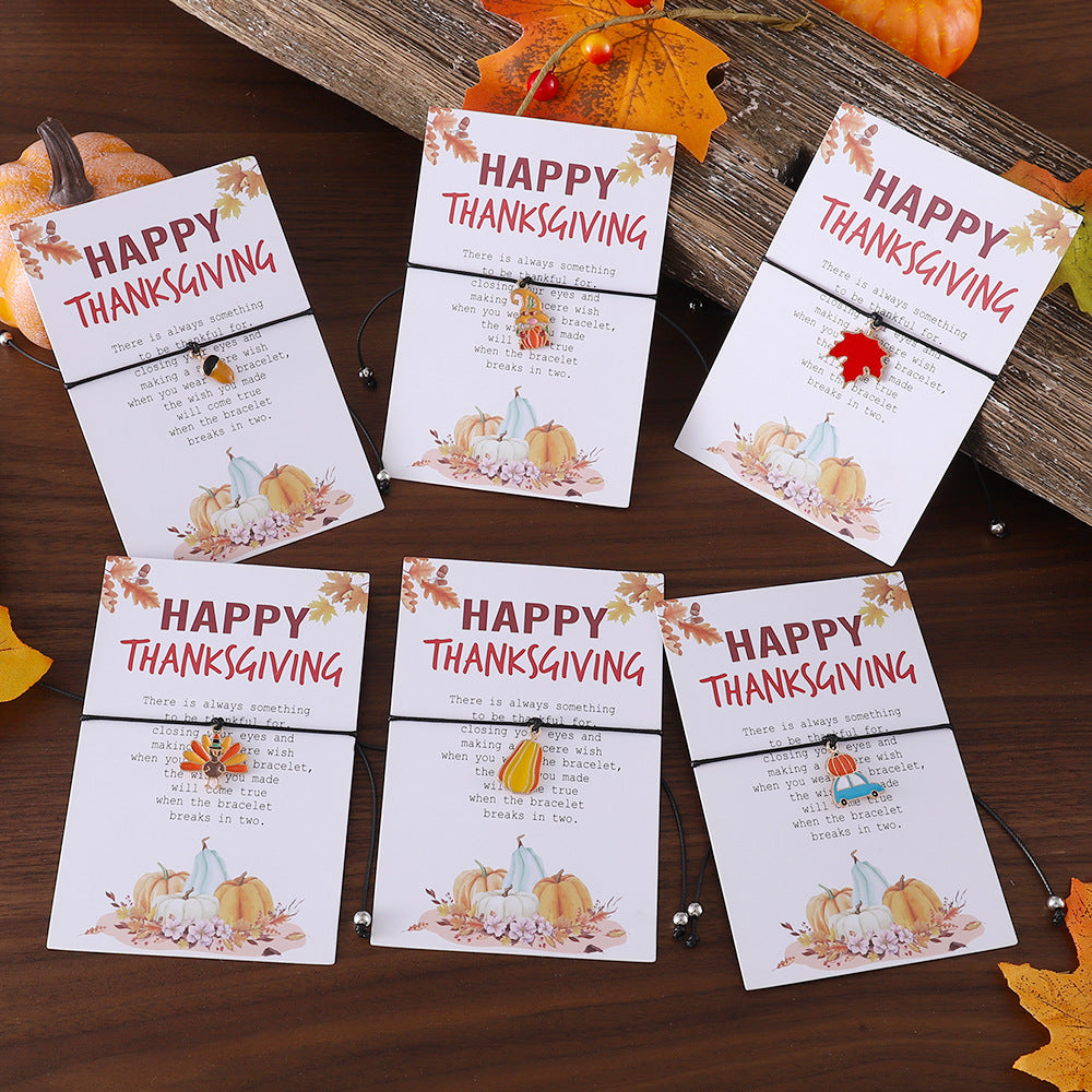 Wholesale Thanksgiving Maple Leaf Turkey Pine Cone Bracelet