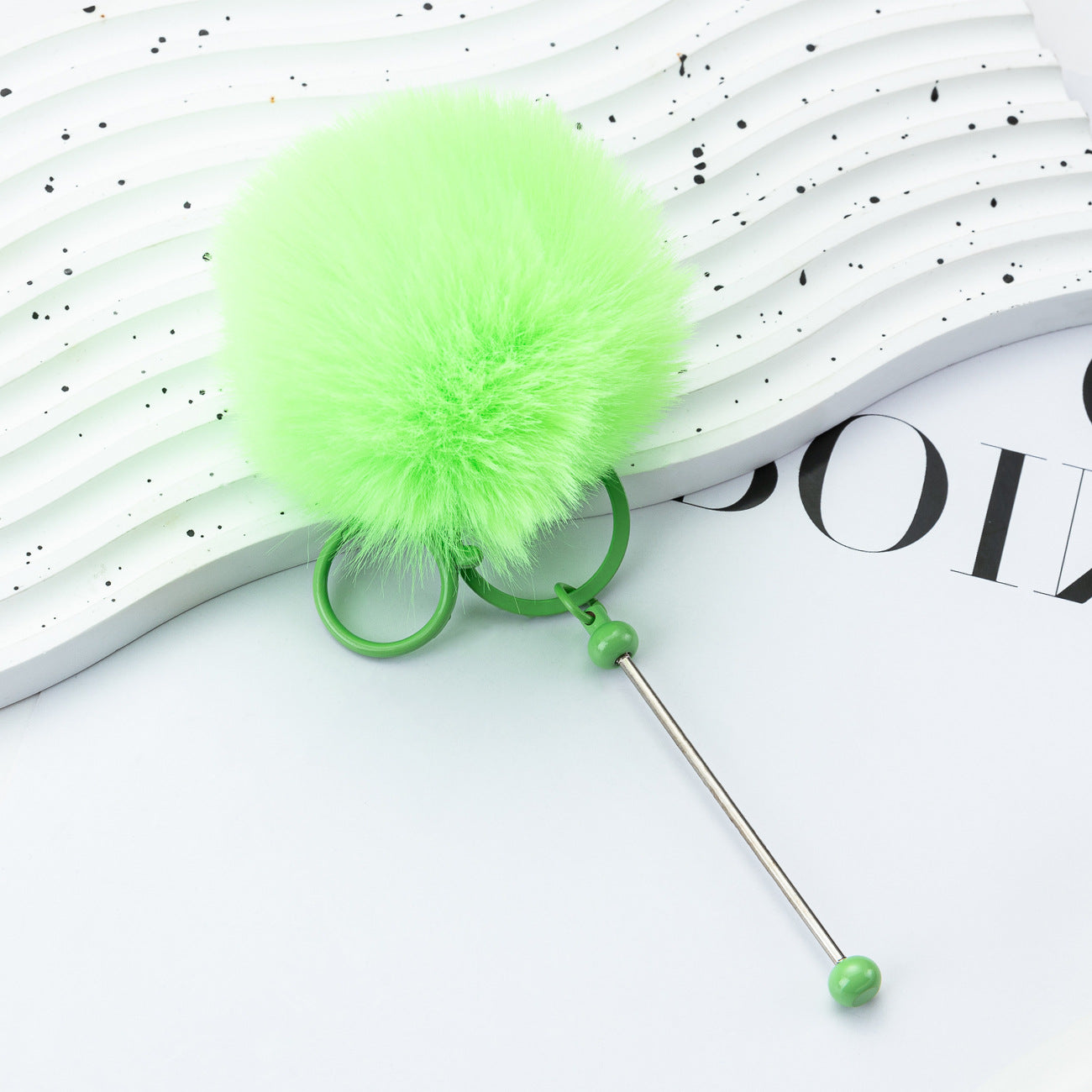 Wholesale DIY Beadable Plush Ball Keychain