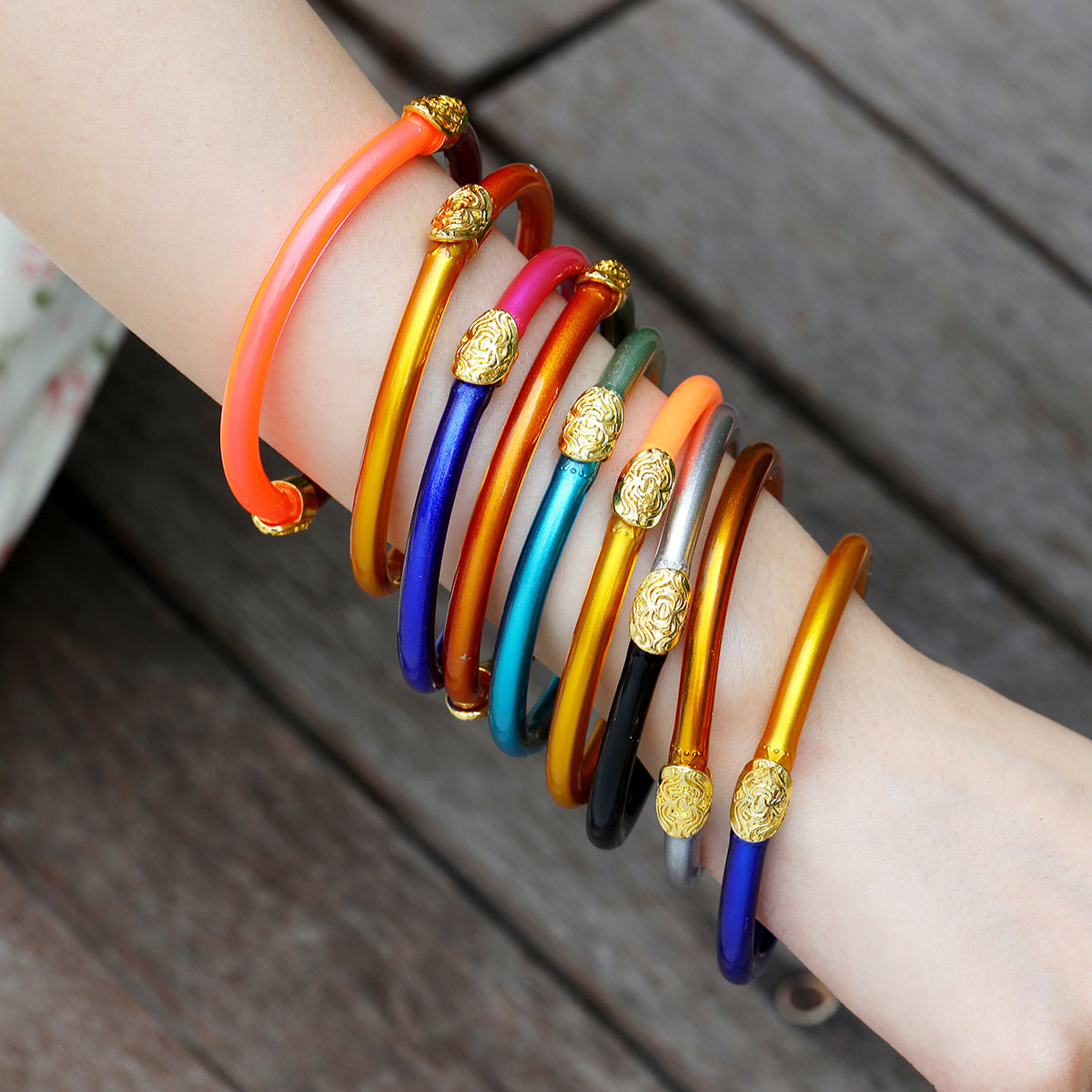 Wholesale Rainbow Color Matching Gold Powder Silicone Alloy Buckle Bracelet