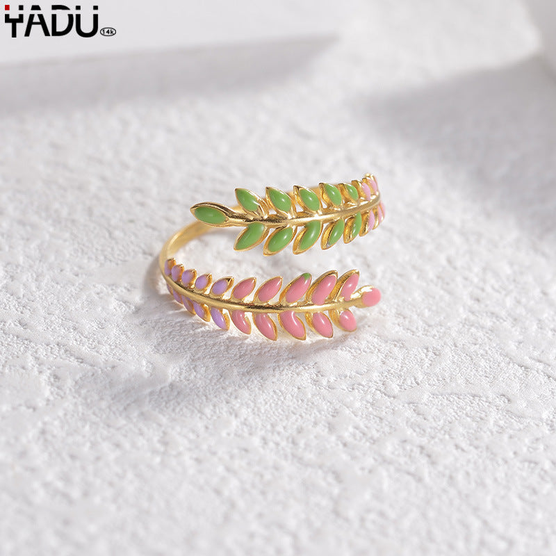 Wholesale 14K Gold Titanium Steel Ring Vintage Inlaid Turquoise Oil Drip Ring ACC-RS-yanc001