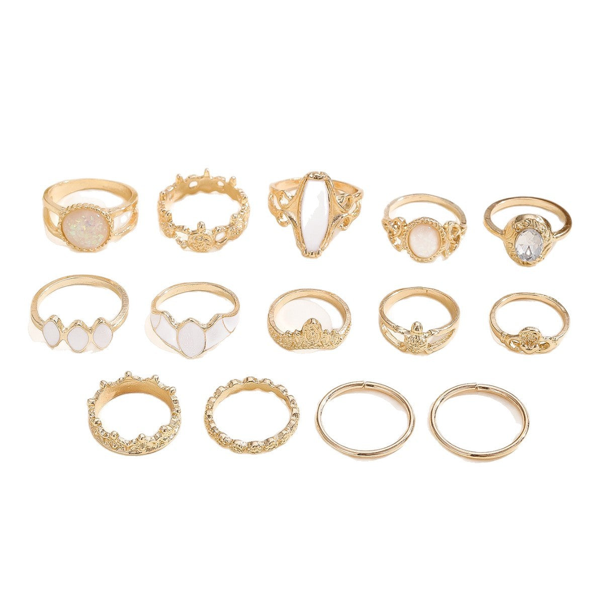 Wholesale Retro Palace Geometric Ring Gold Tone Alloy Jewelry Fashion Accessory Gift Boutique Resale